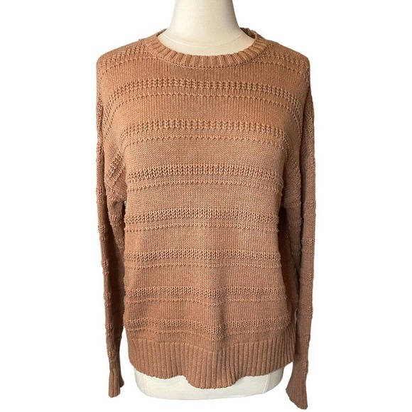 Cupcakes & Cashmere Chunky Knit Sweater Size Medium Textured Tan High Low Hem - Picture 1 of 6
